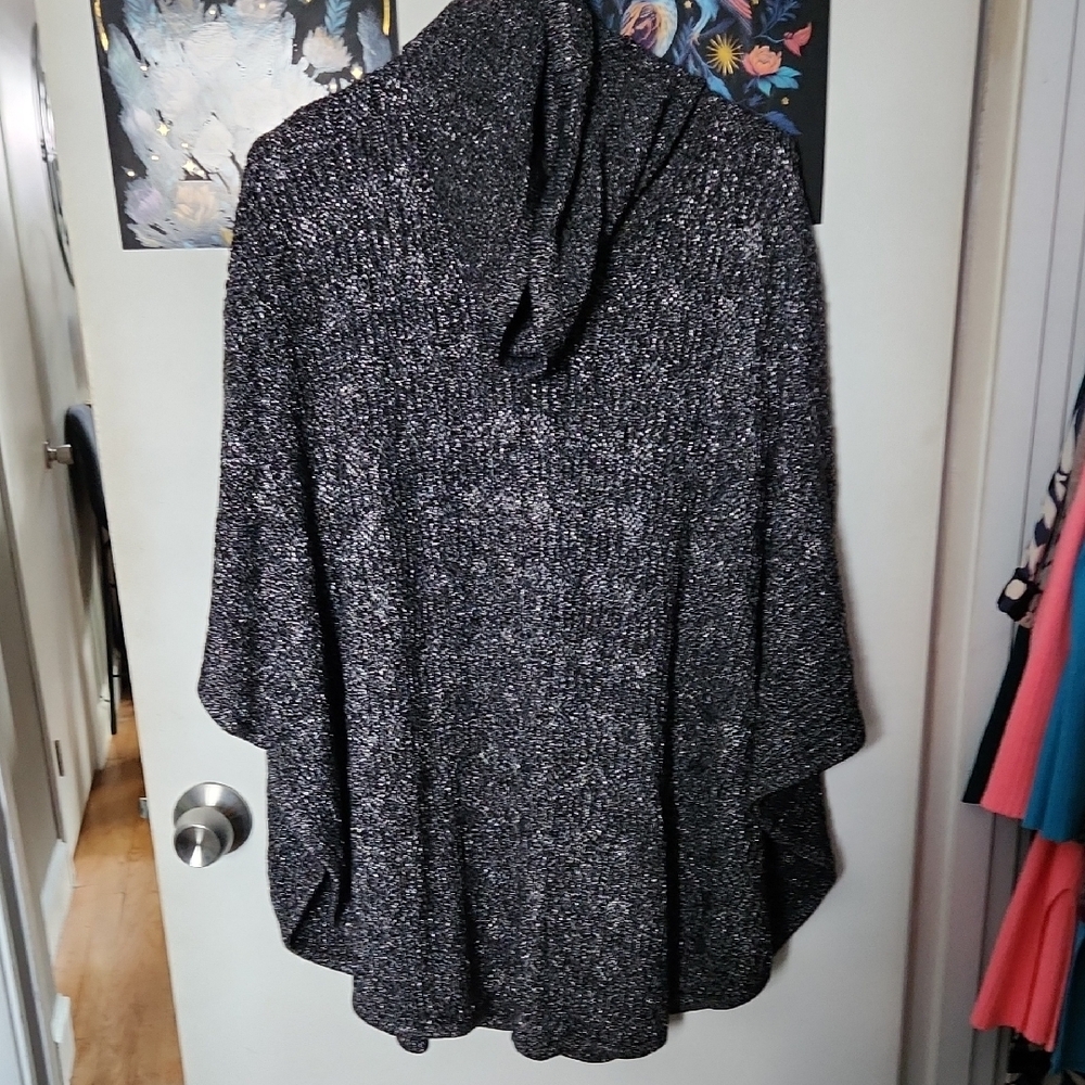 Chico's Black Cowl Neck Poncho Sweater